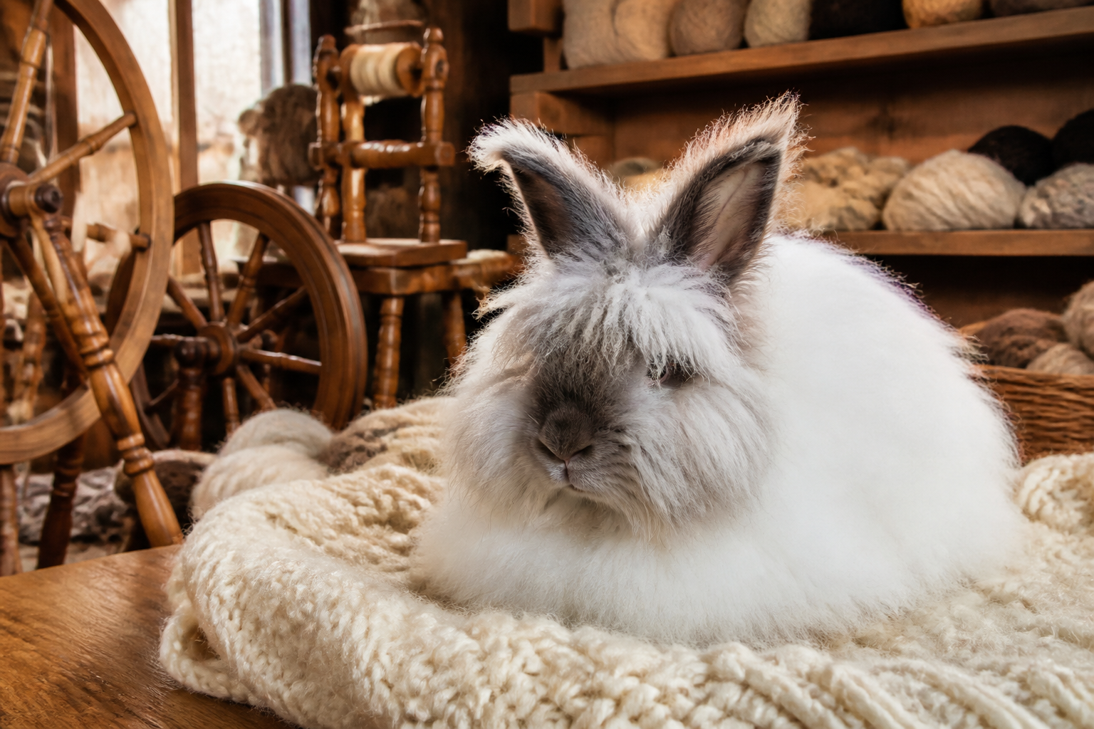 Angora Inglés — imagen completa de la raza (Conejos) Angora Inglés — imagen completa de la raza (Conejos)
