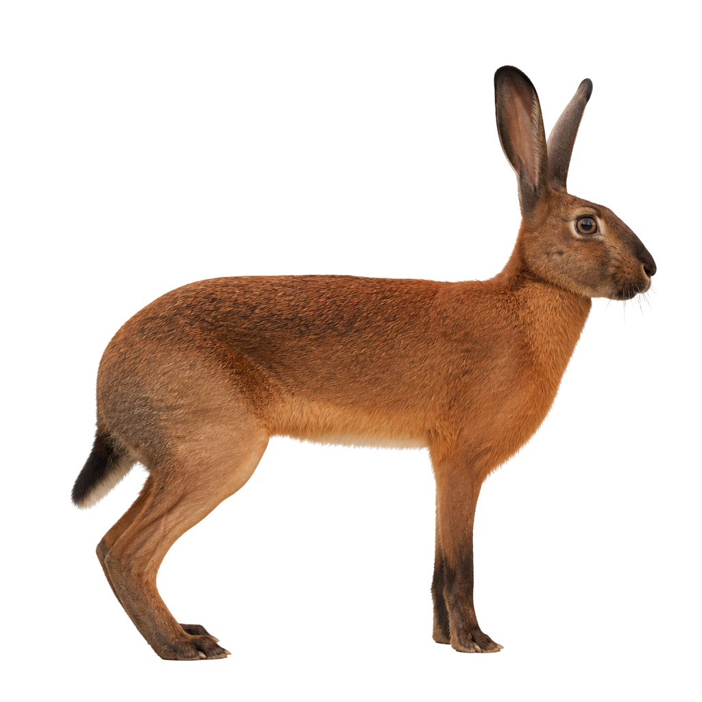 Liebre Belga (Belgian Hare) de perfil, raza de conejo — fotografía de estudio
