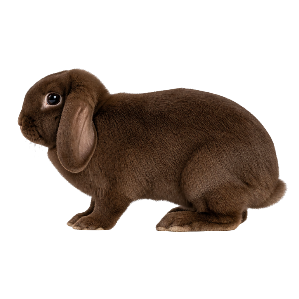 Mini Lop de perfil, raza de conejo — fotografía de estudio