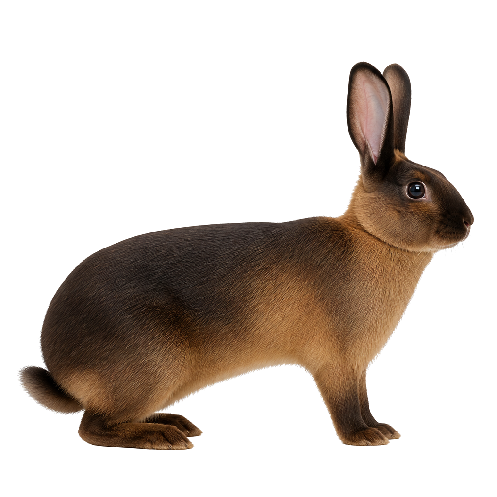 Sable de Marta (Sable Rex/Mini) de perfil, raza de conejo — fotografía de estudio