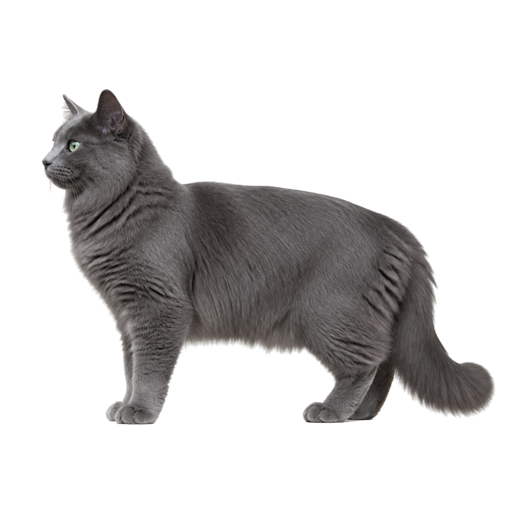Nebelung de perfil, raza de gato — fotografía de estudio