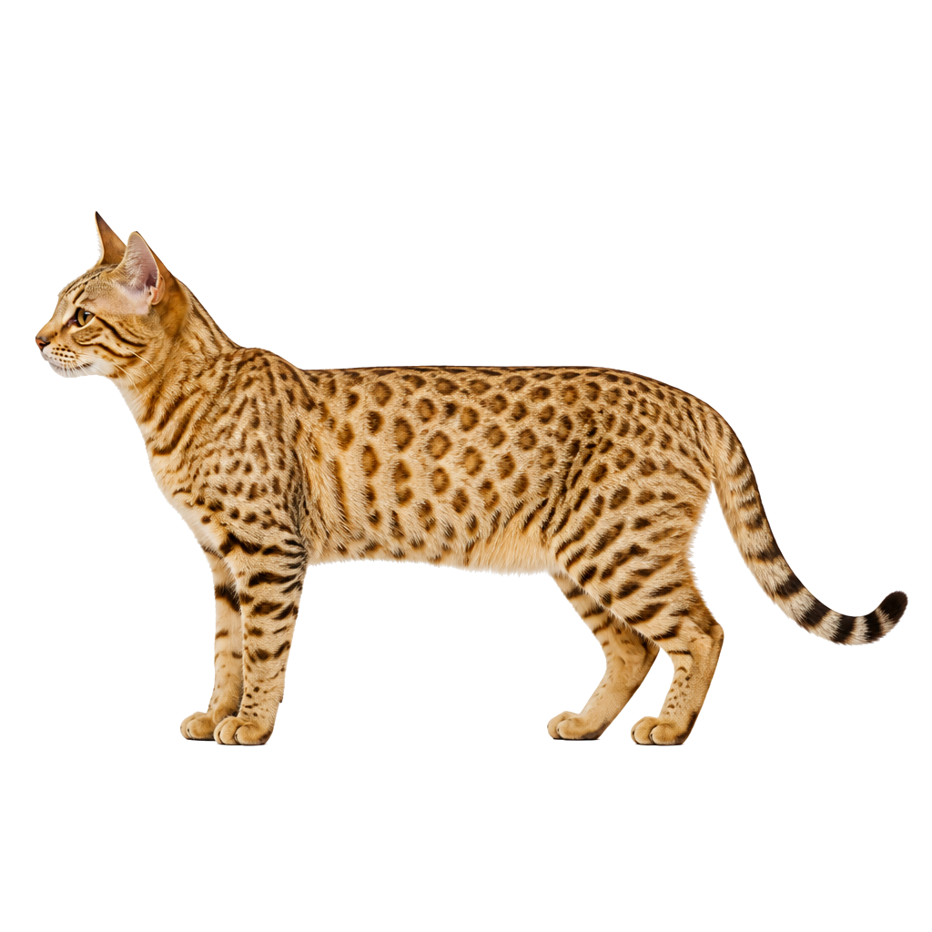 Ocicat de perfil, raza de gato — fotografía de estudio