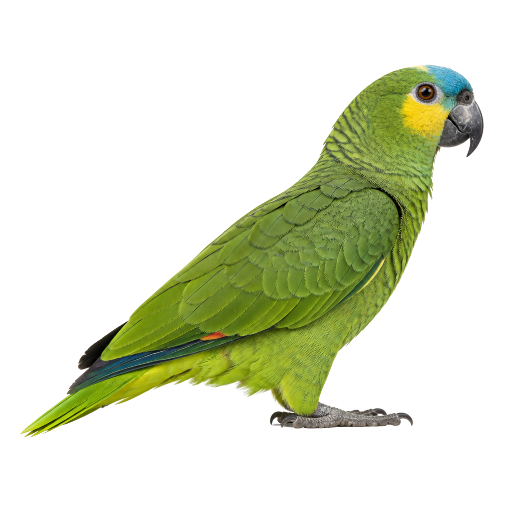 Amazona Frentiazul de perfil, raza de ave — fotografía de estudio