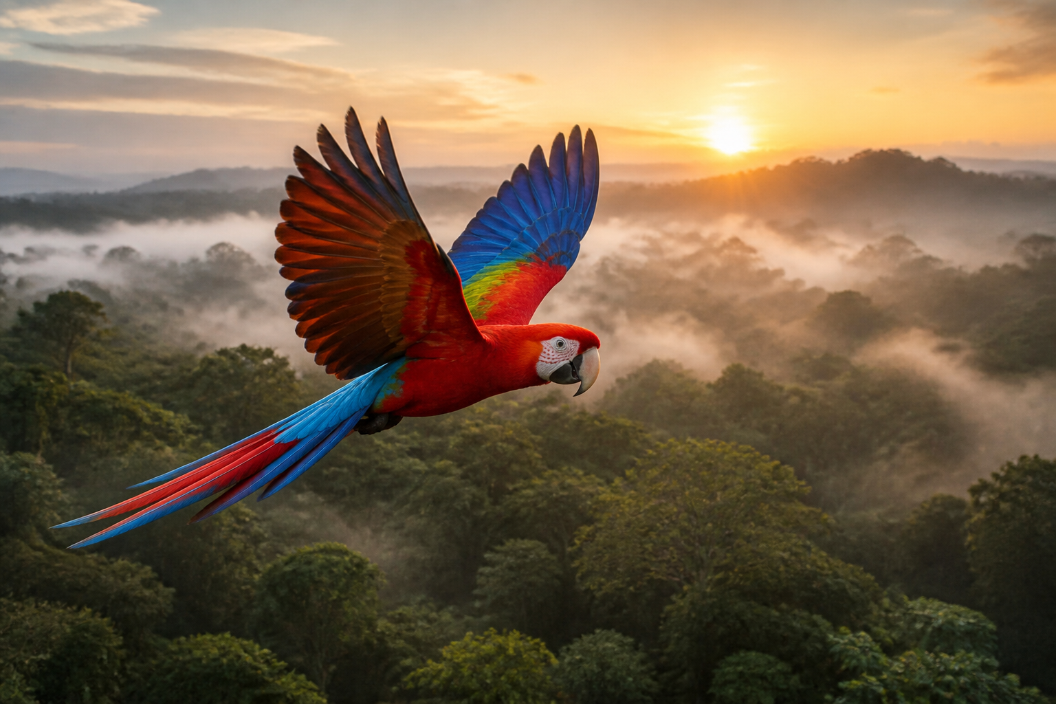 Guacamayo Rojo (Scarlet Macaw) — imagen completa de la raza (Pájaros)