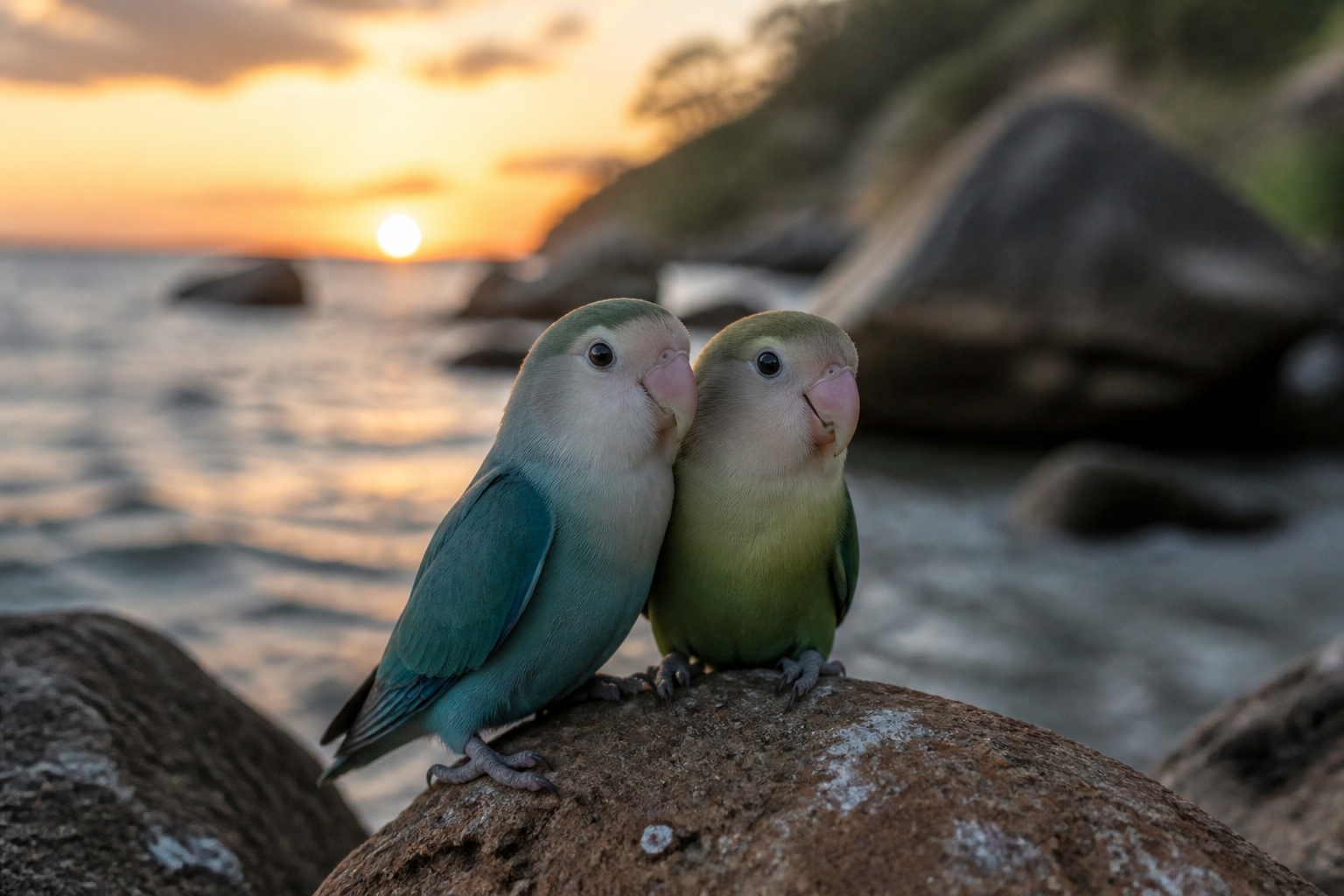 Inseparable de Nyasa (Agapornis lilianae) — imagen completa de la raza (Pájaros)