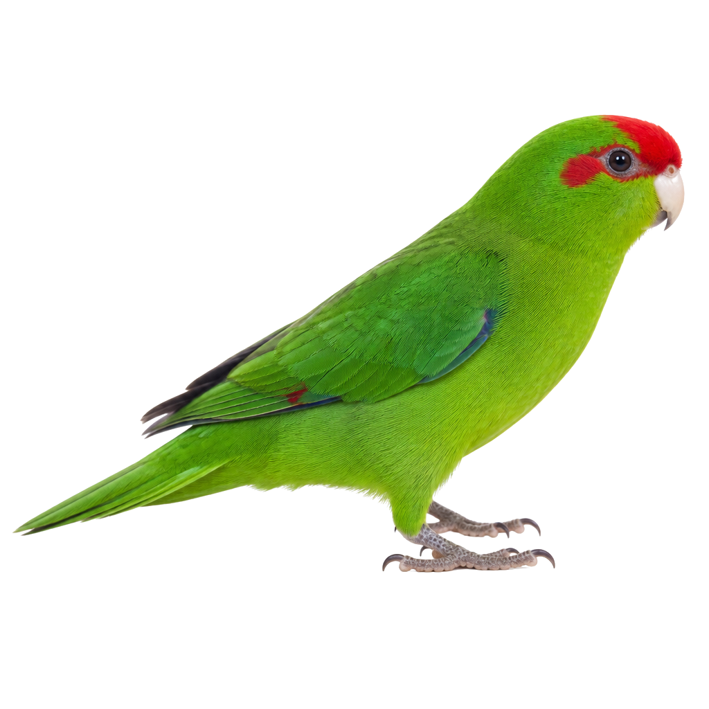 Kakariki (Periquito de Nueva Zelanda) de perfil, raza de ave — fotografía de estudio