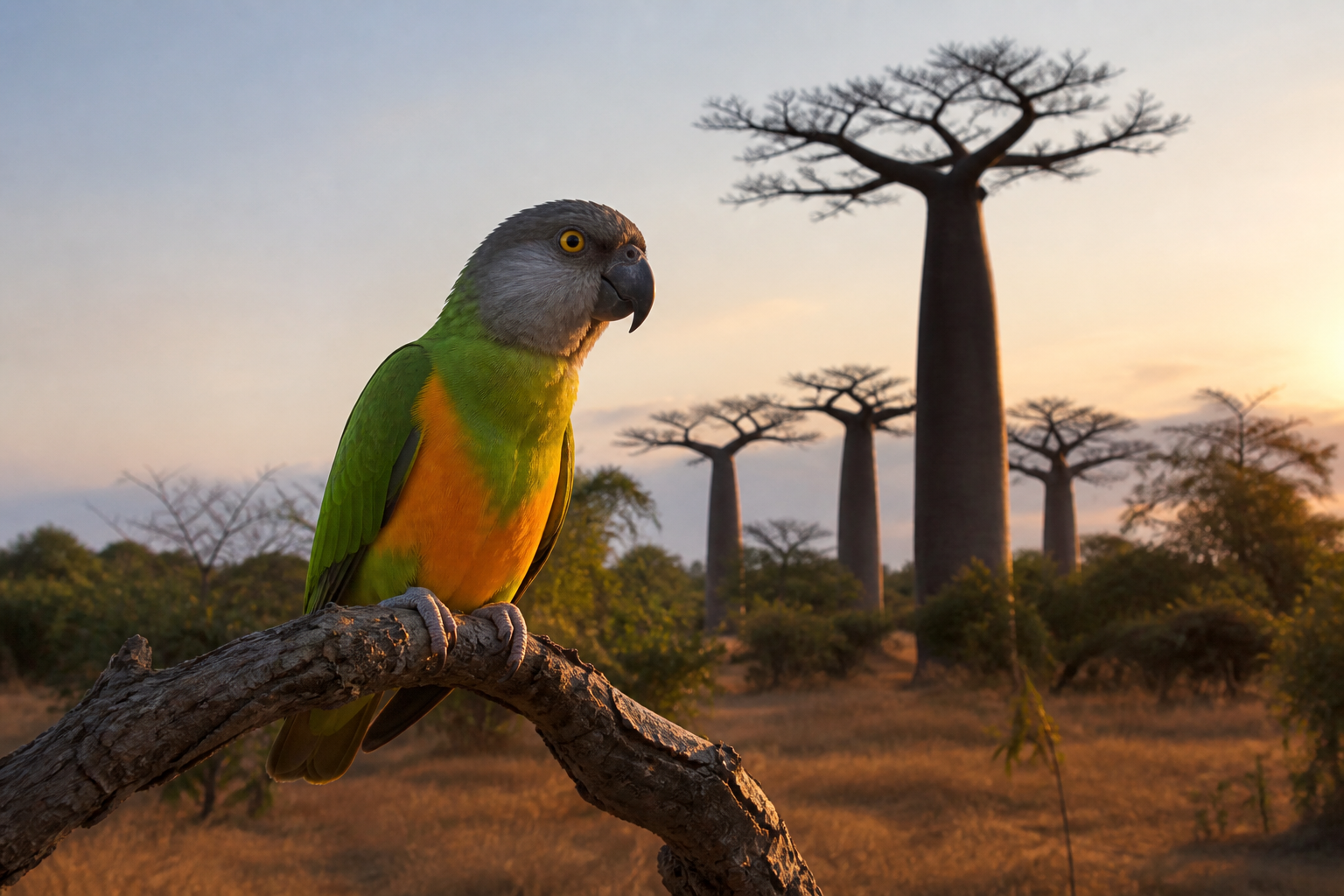 Loro Senegalés — imagen completa de la raza (Pájaros)