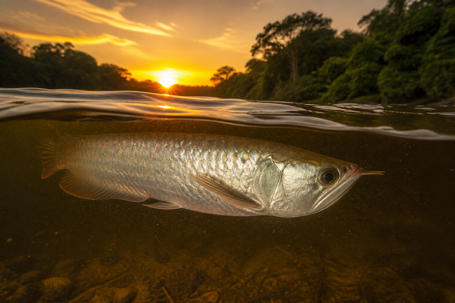 Arowana Plateado — imagen completa de la raza (Peces)