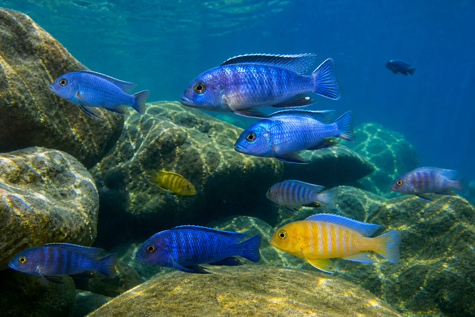 Cíclido de Malawi (grupo Mbuna) — imagen completa de la raza (Peces)