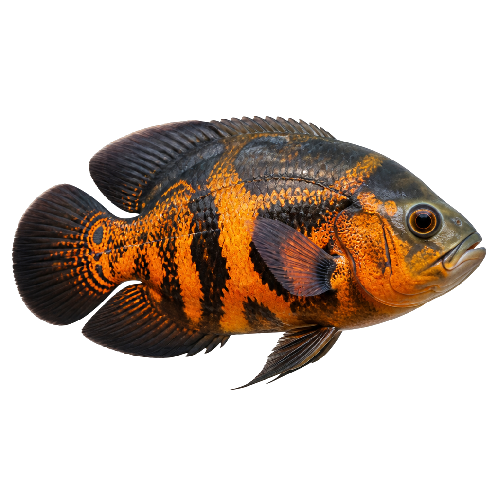 Oscar (Astronotus ocellatus) de perfil, raza de pez — fotografía de estudio