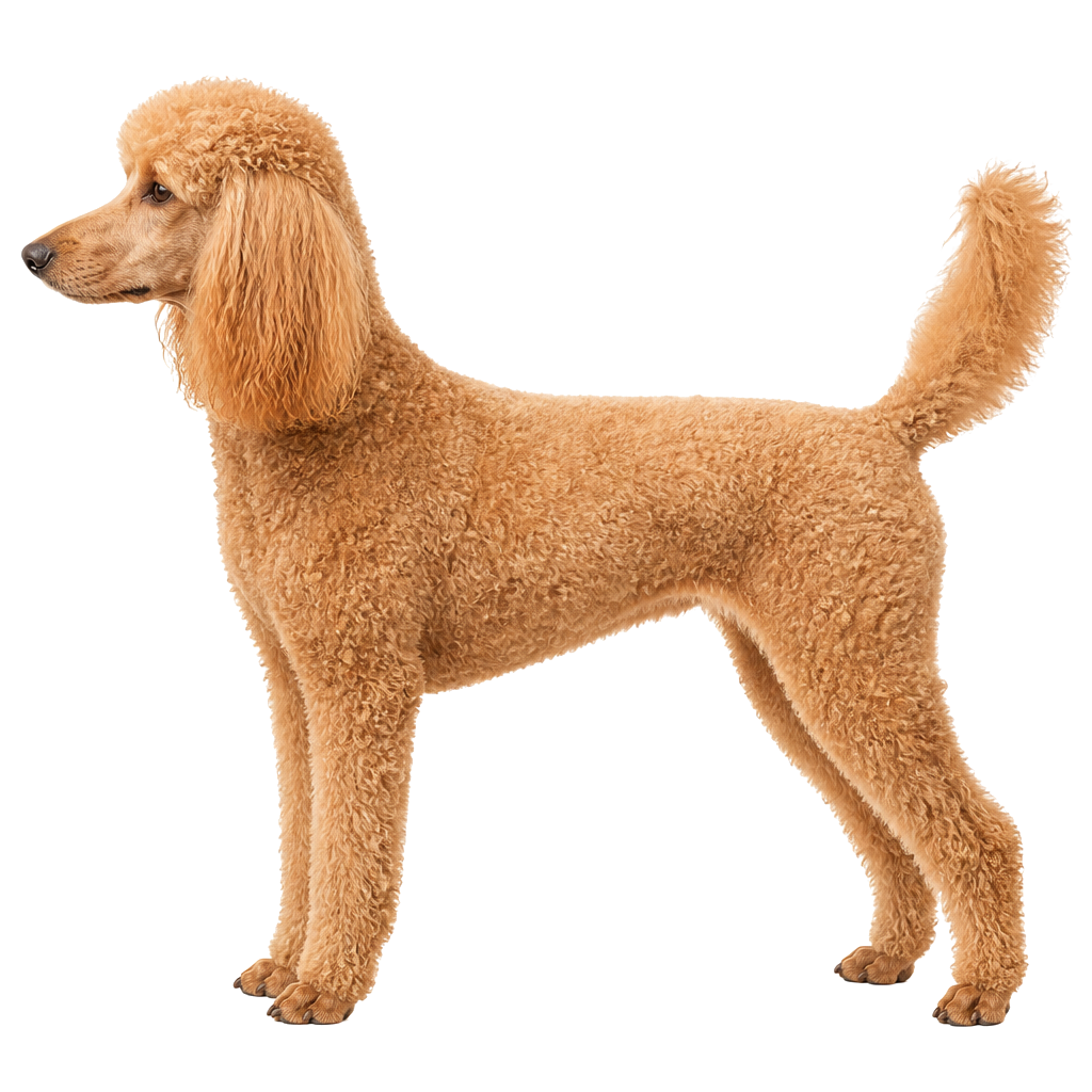 Caniche (Poodle) de perfil, raza de perro — fotografía de estudio