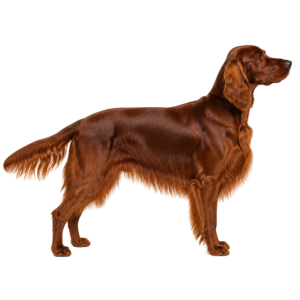 Setter Irlandés de perfil, raza de perro — fotografía de estudio