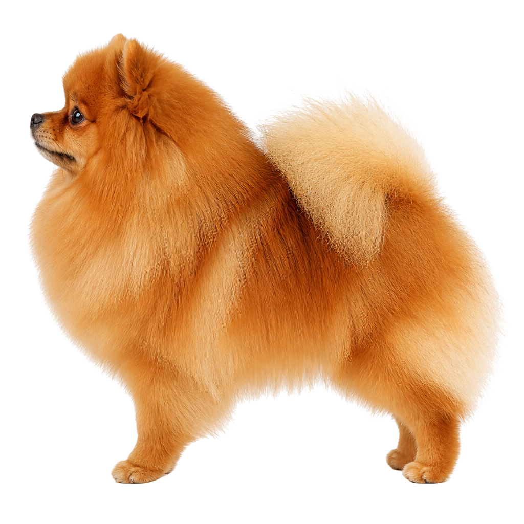 Spitz Alemán (Pomerania) de perfil, raza de perro — fotografía de estudio