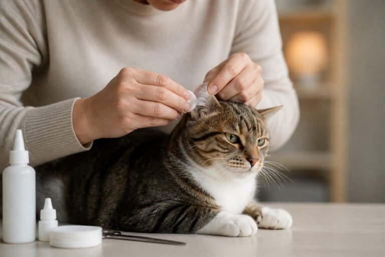 Cómo limpiar los oídos de un gato