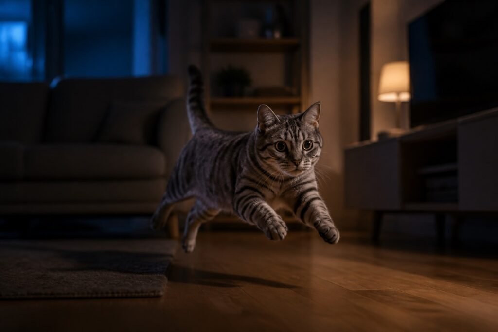 Hiperactividad de gatos por la noche
